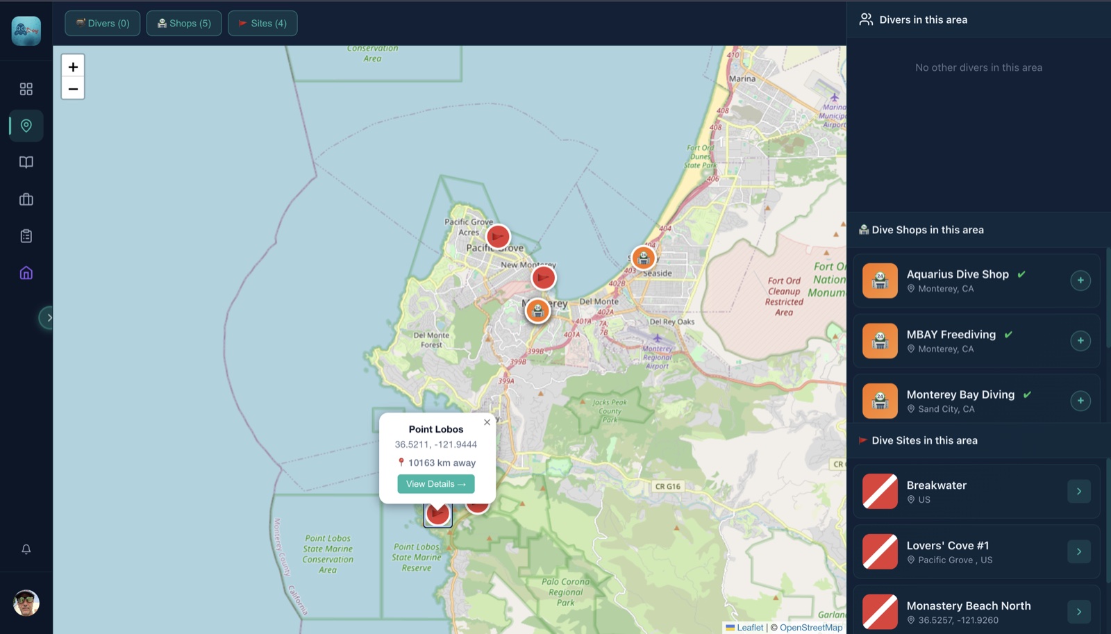 QG Diving — Dive Logbook, Site Conditions & Dive Shop Software